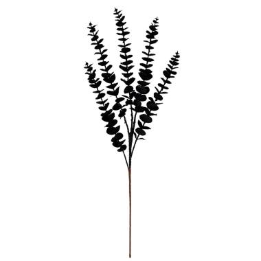 Fiore natale ramo foglie nero glitter 80 cm
