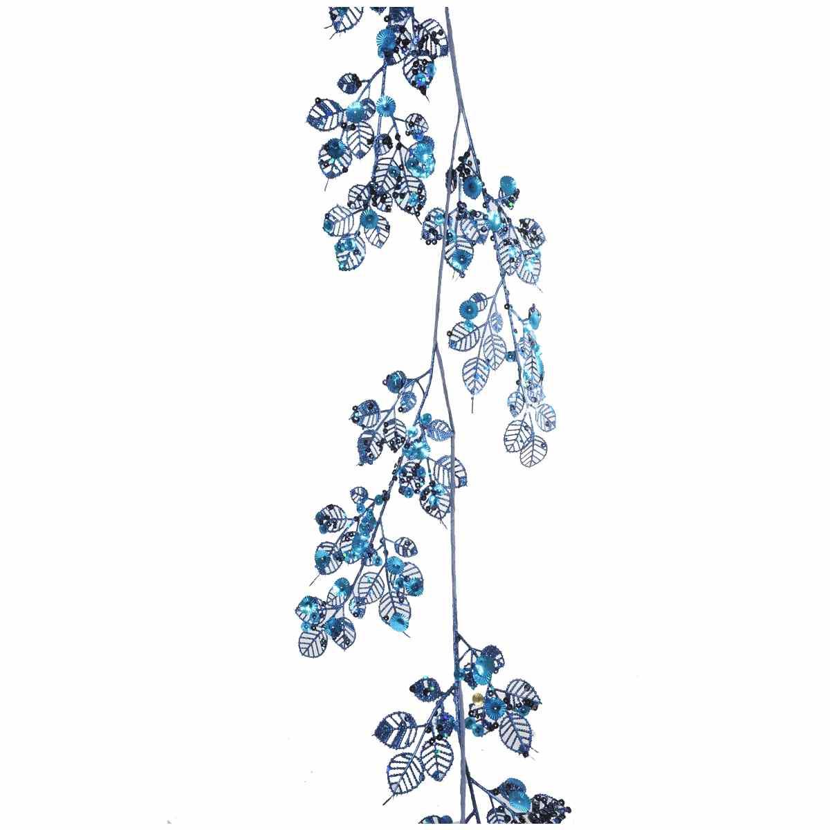 Ghirlanda natalizia ramo blu petrolio 150 cm