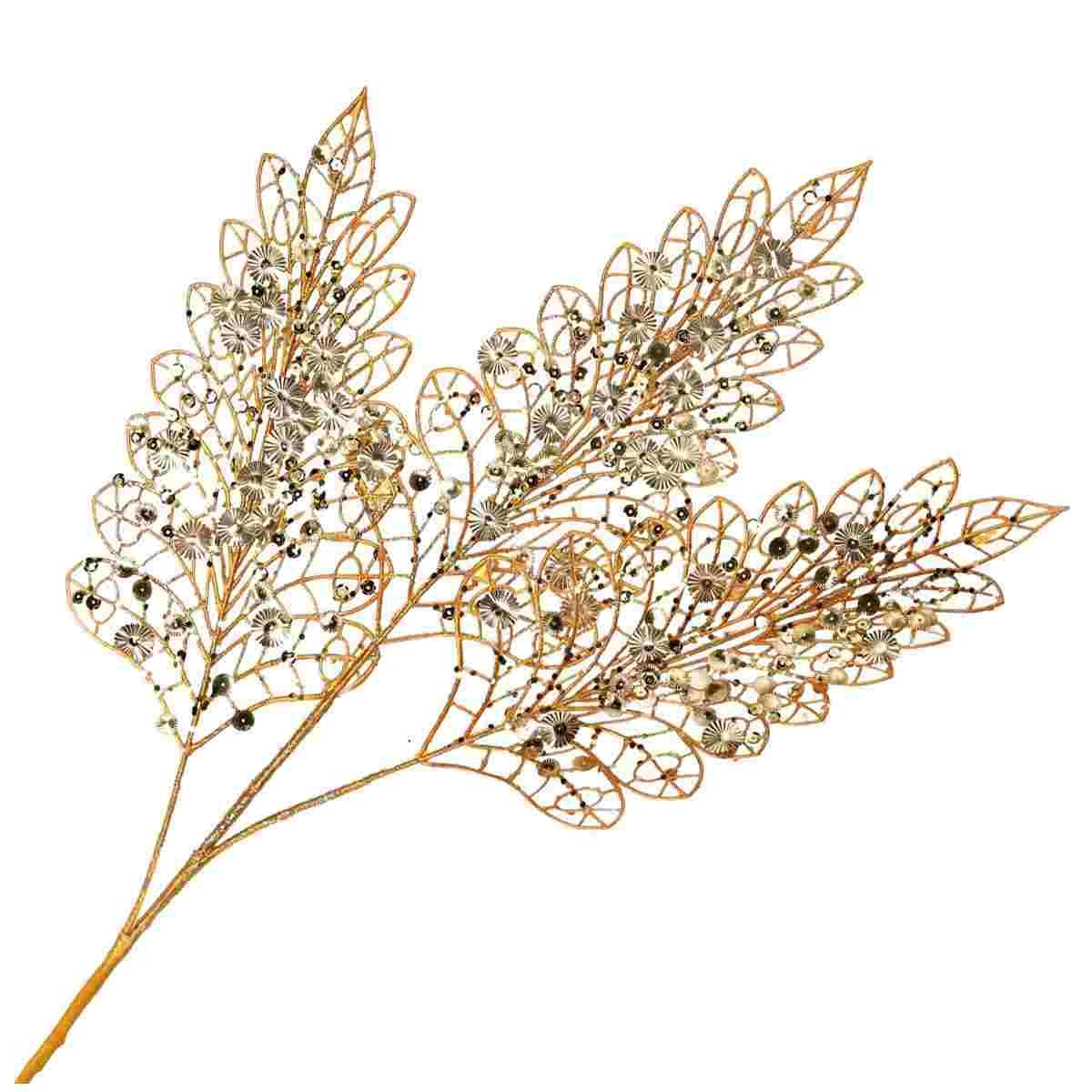Fiore natale ramo oro paillettes 78 cm