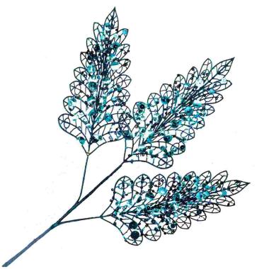 Fiore rametto blu paillettes 78 cm