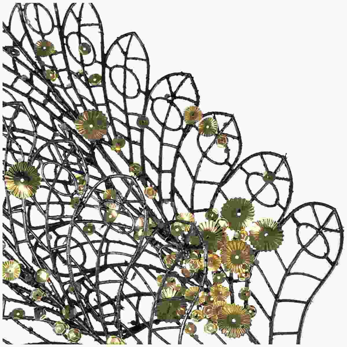 Fiore natale ramo nero paillettes oro 78 cm