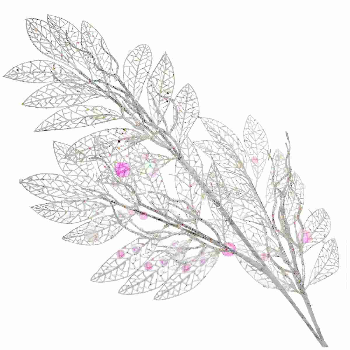 Fiore natale ramo bianco paillettes 78 cm