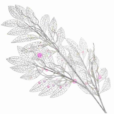 Fiore natale ramo bianco paillettes 78 cm