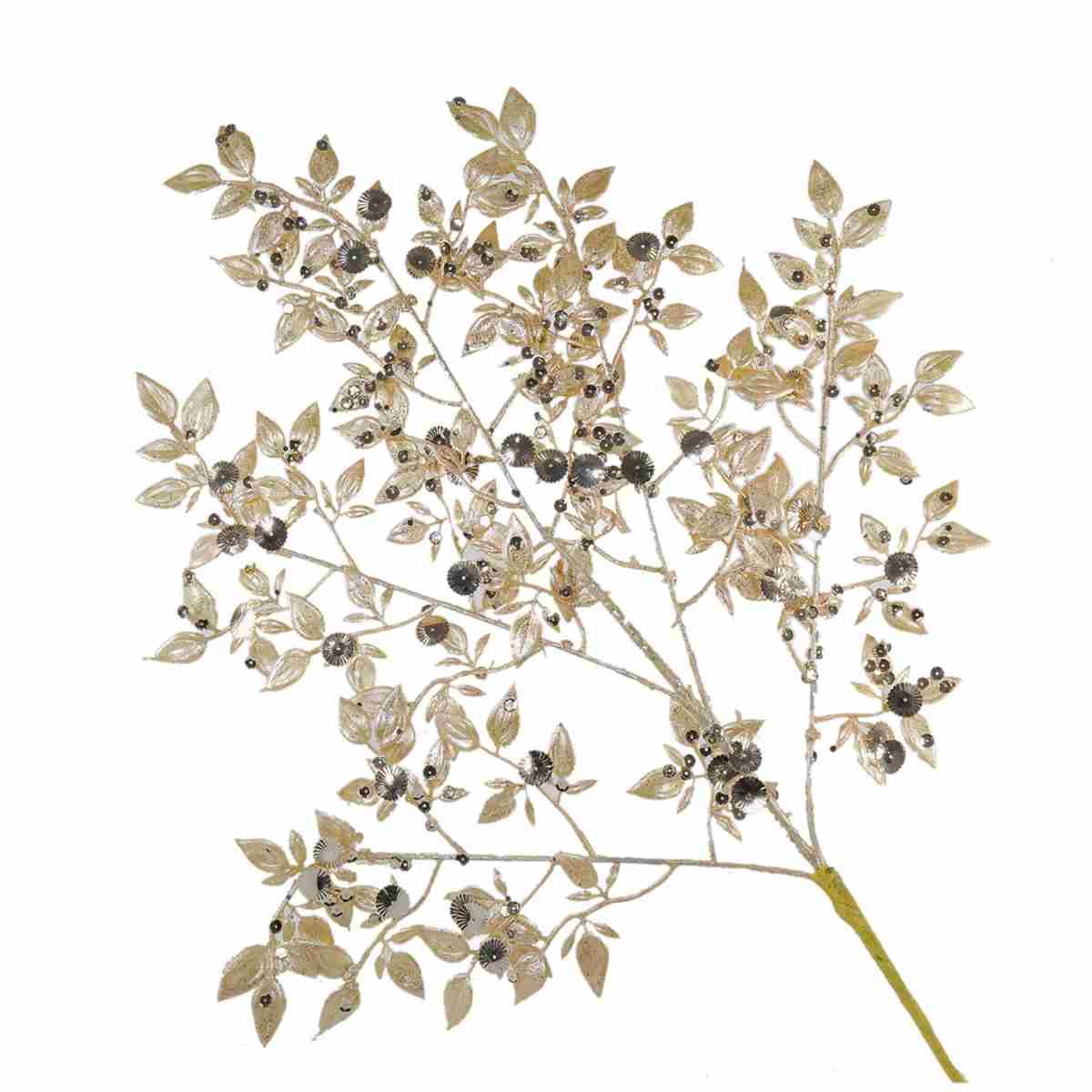 Fiore natale ramo oro champagne paillettes 78 cm