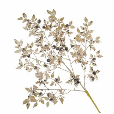 Fiore natale ramo oro champagne paillettes 78 cm