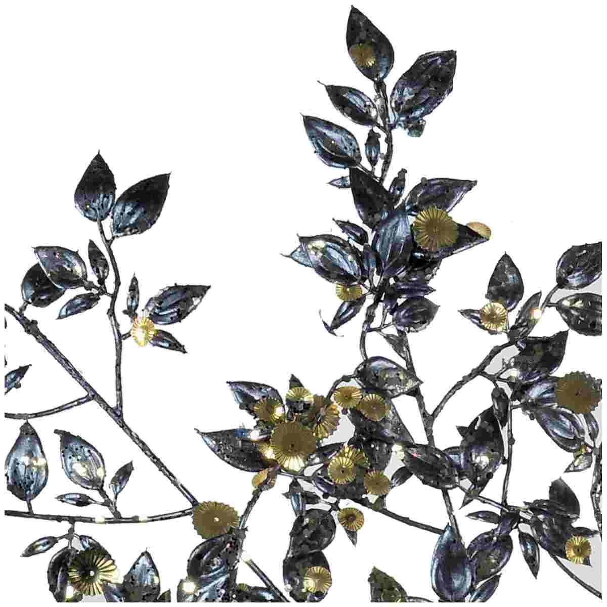 Fiore natale ramo nero paillettes oro 78 cm