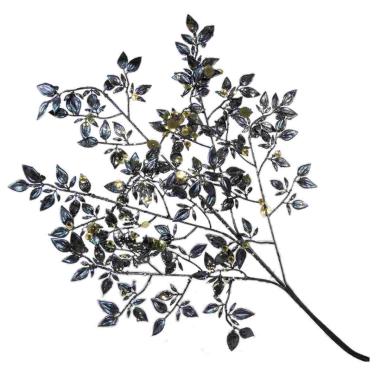 Fiore natale ramo nero paillettes oro 78 cm