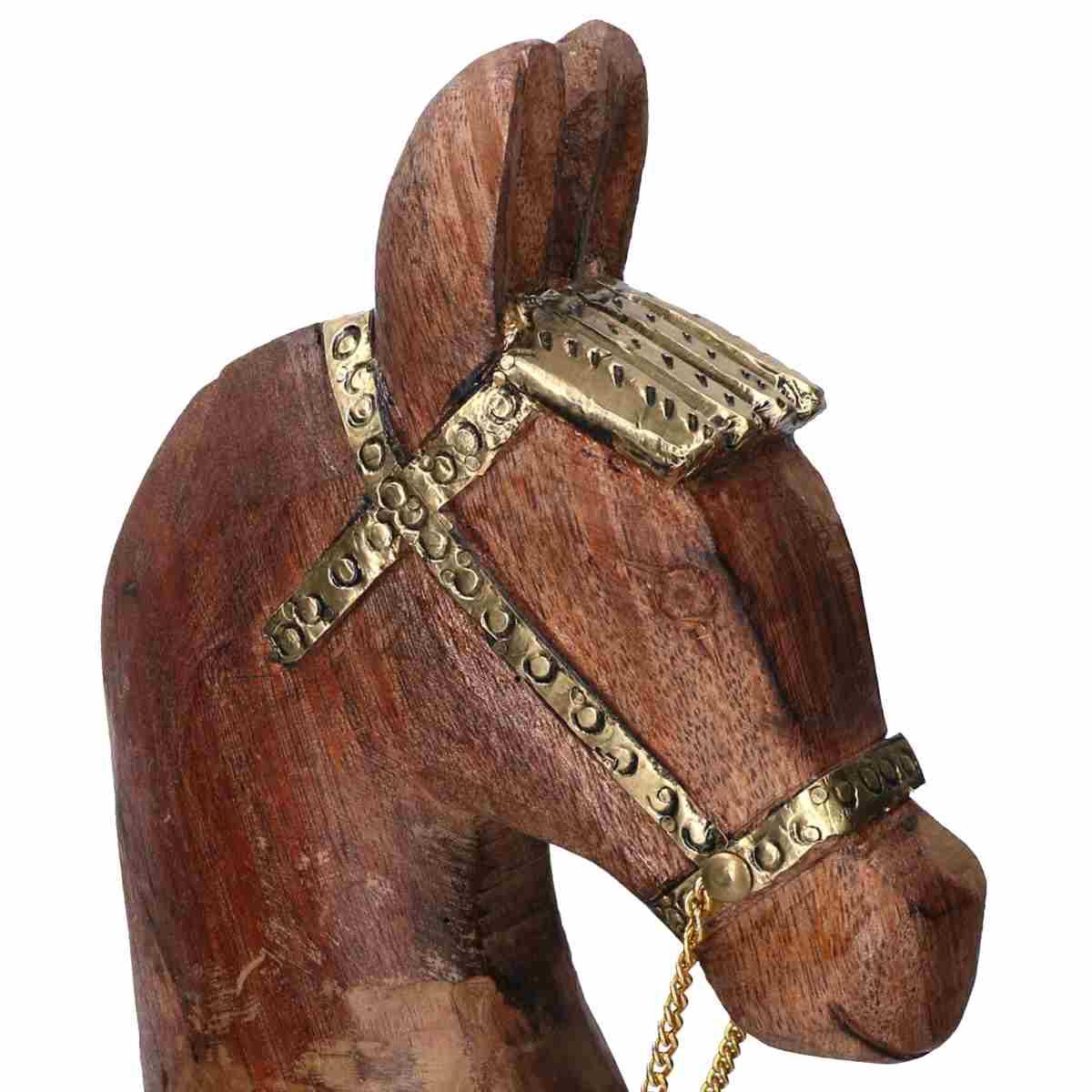 Cavallo dondolo legno decori metallo modello a 56 cm
