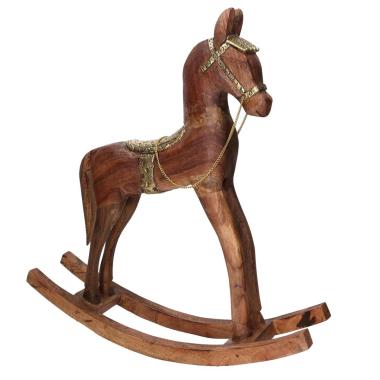 Cavallo dondolo legno decori metallo modello a 56 cm
