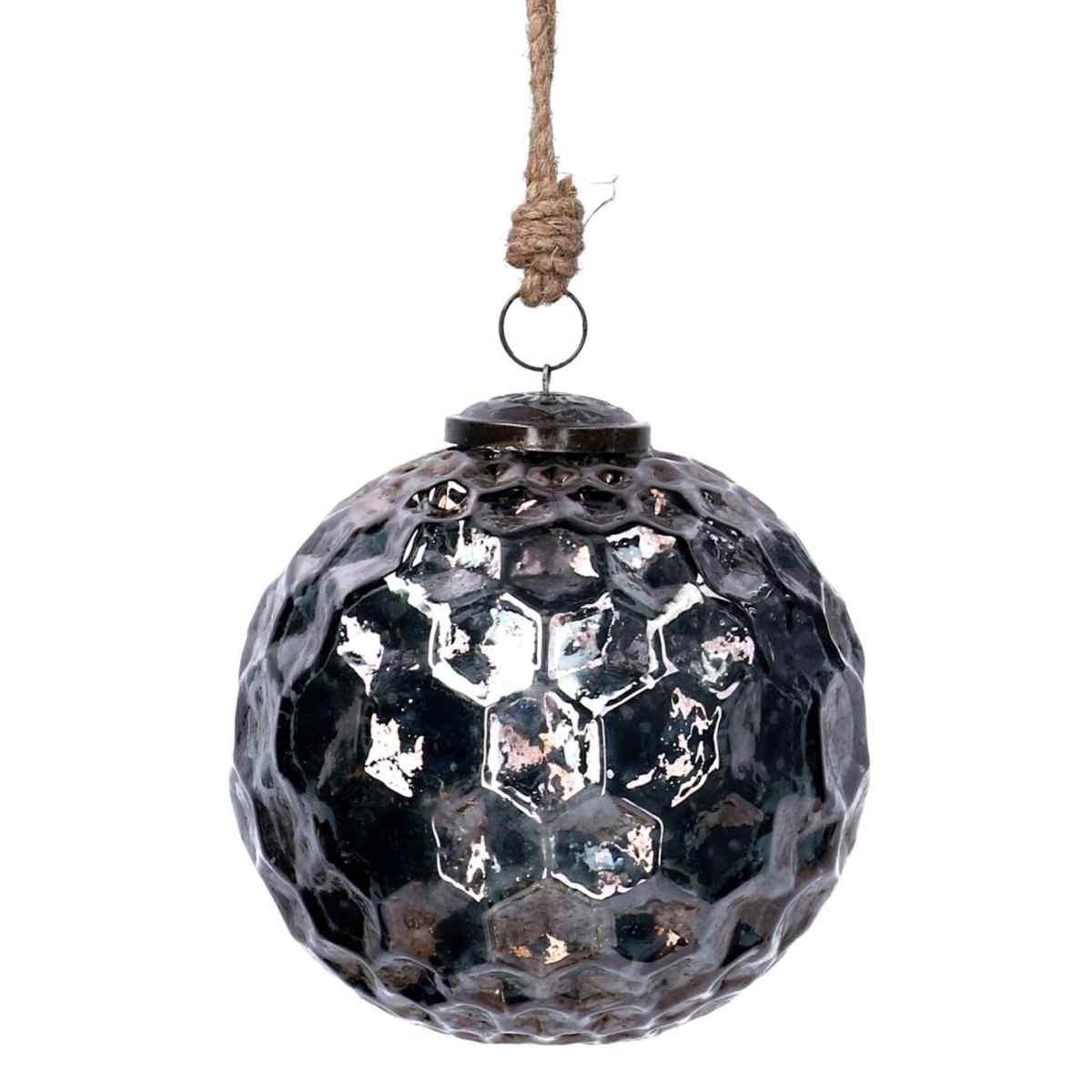 Pallina natalizia vetro argento martellato Ø 13 cm