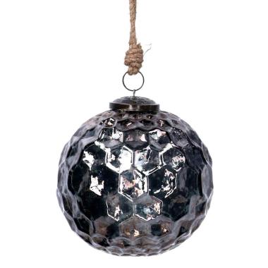 Pallina natalizia vetro argento martellato Ø 13 cm