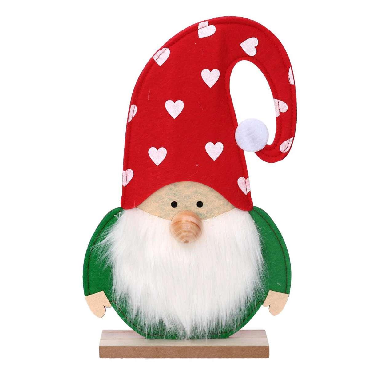 Babbo natale in tessuto base legno 32 cm