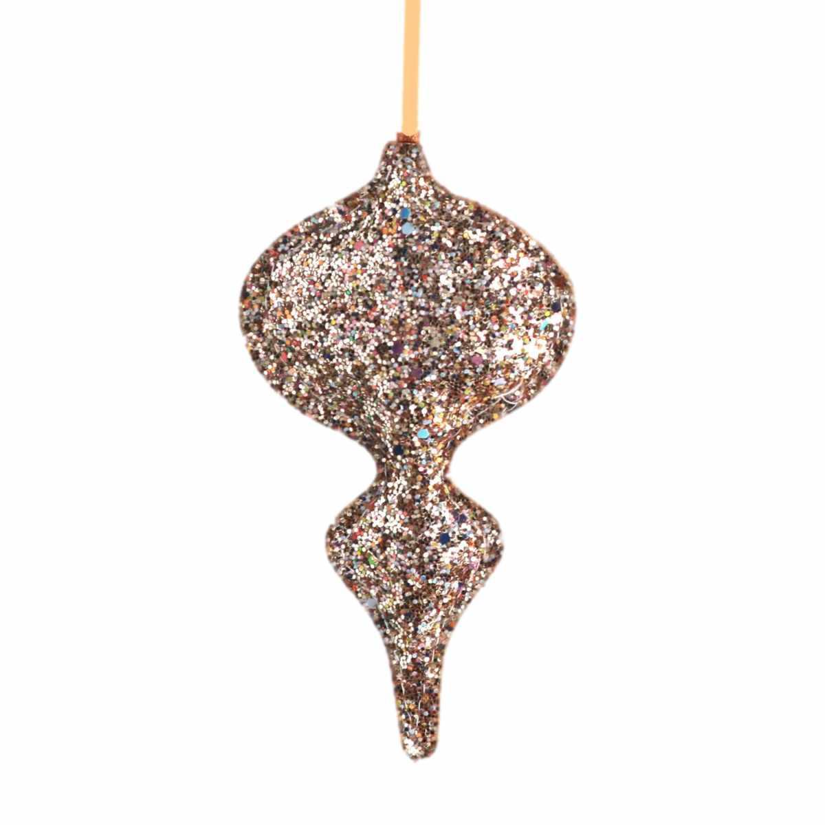 Decorazione natalizia oro glitter 8 x 15 cm