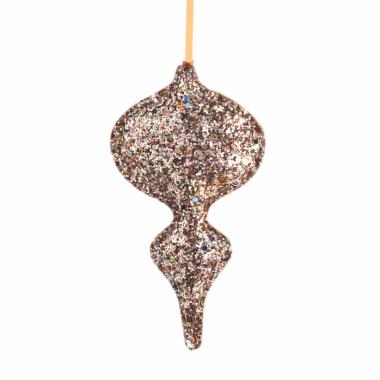 Decorazione natalizia oro glitter 8 x 15 cm