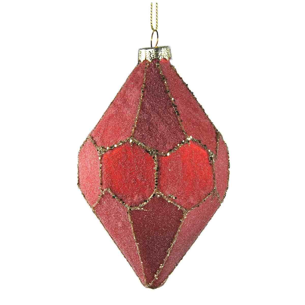 Pallina natalizia vetro rossa glitter 13 cm
