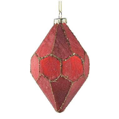 Pallina natalizia vetro rossa glitter 13 cm