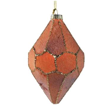 Pallina natalizia vetro arancione glitter 13 cm