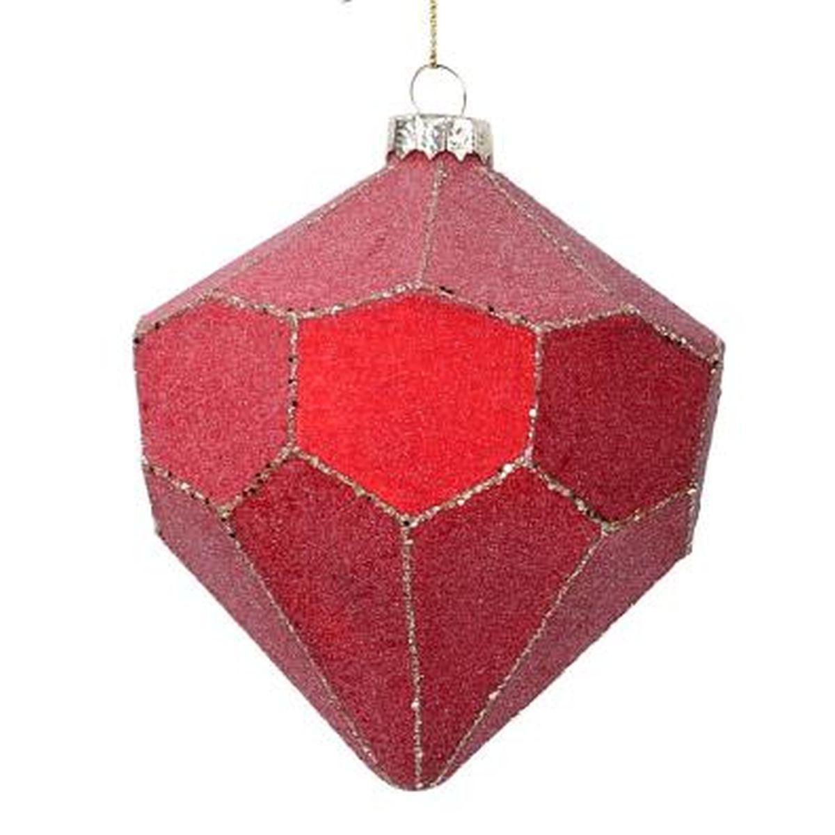 Pallina natalizia vetro rossa glitter 11 cm