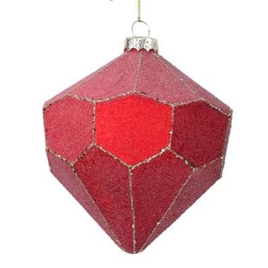 Pallina natalizia vetro rossa glitter 11 cm