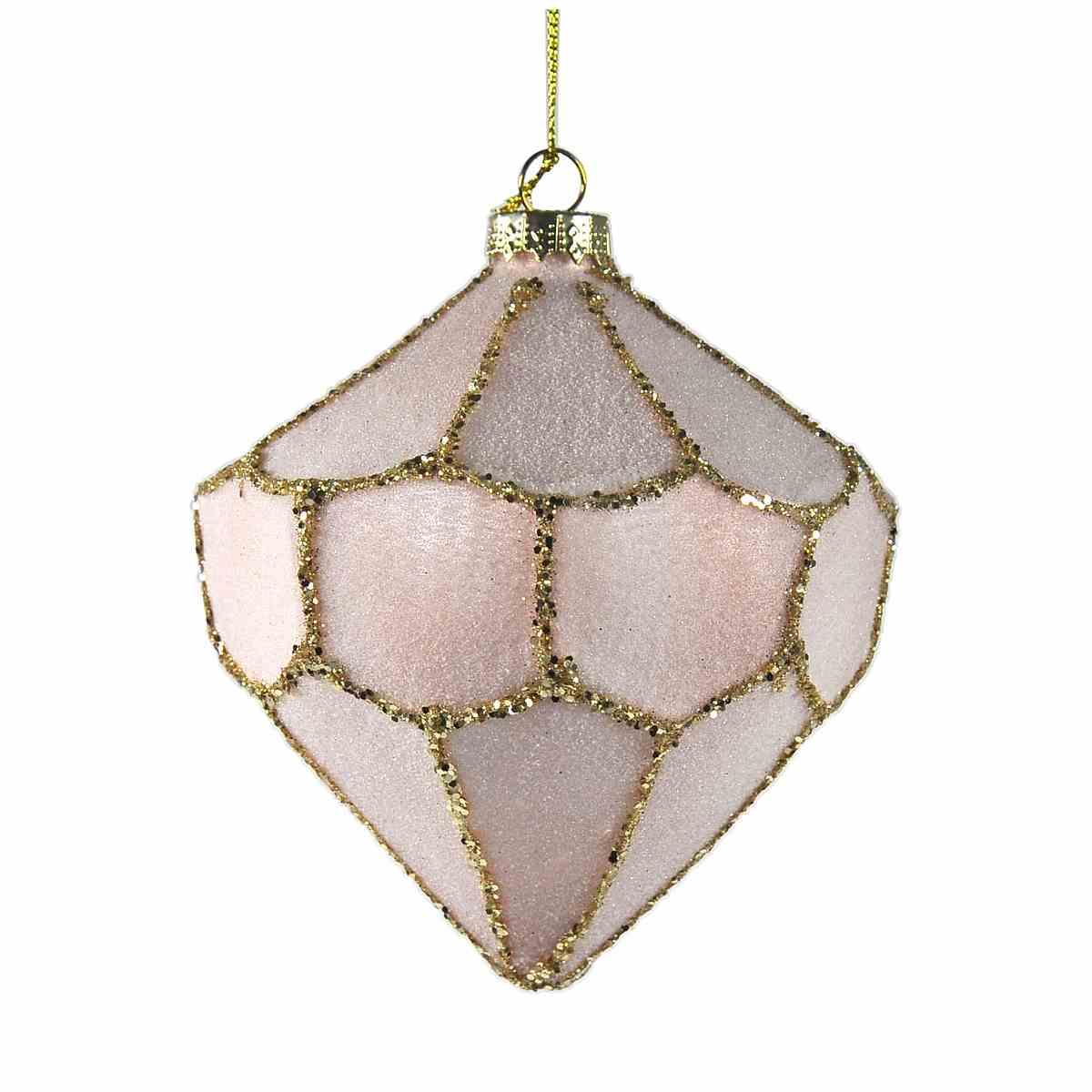 Pallina natalizia vetro rosa glitter 11 cm