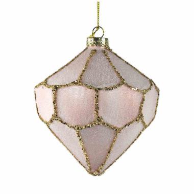Pallina natalizia vetro rosa glitter 11 cm