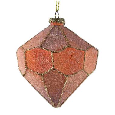 Pallina natalizia vetro oliva arancione glitter 11 cm