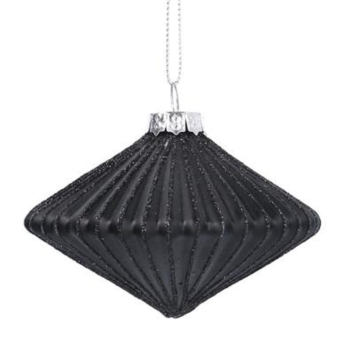 Pallina natalizia vetro nera glitter oro Ø 8 cm