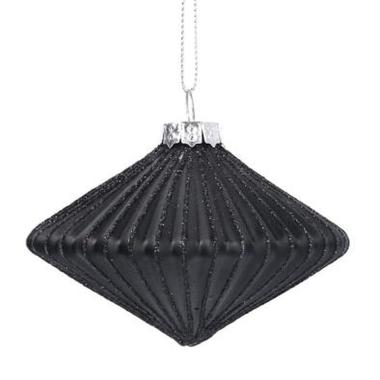 Pallina natalizia vetro nera glitter oro Ø 8 cm
