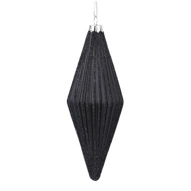Pallina natalizia vetro goccia nera glitter 13,5 cm