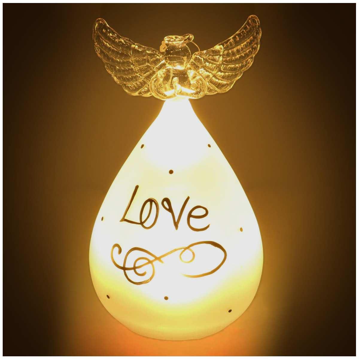 Angelo vetro scritta hope led 9 cm