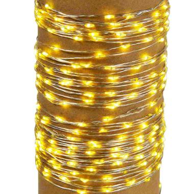 Luci di natale esterno 300 led micro copper bianco caldo filo rame argento