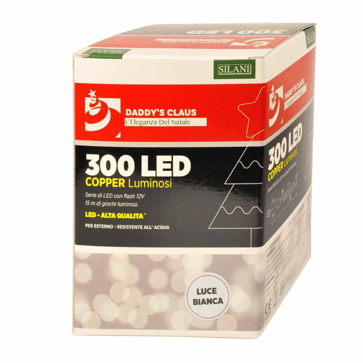 Luci di natale esterno 300 led micro copper bianco freddo rame argento