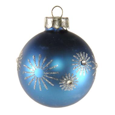 Pallina natalizia vetro blu opaco strass Ø 6 cm