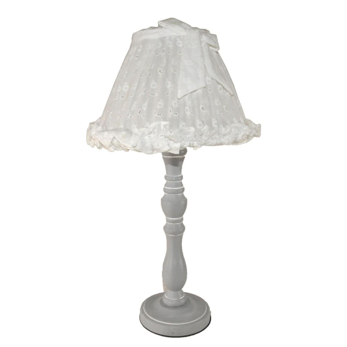 Lampada da tavolo resina grigia cappello bianco