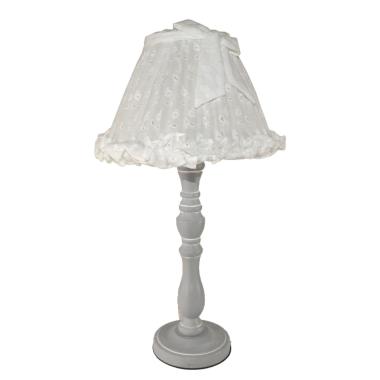 Lampada da tavolo resina grigia cappello bianco