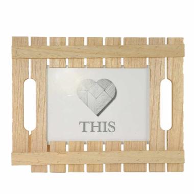 Cornice legno doghe beige 13 x 18 cm