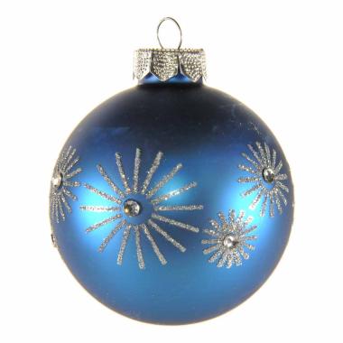 Pallina natalizia vetro blu opaco strass Ø 8 cm