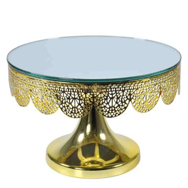 Centrotavola alzata metallo oro specchio