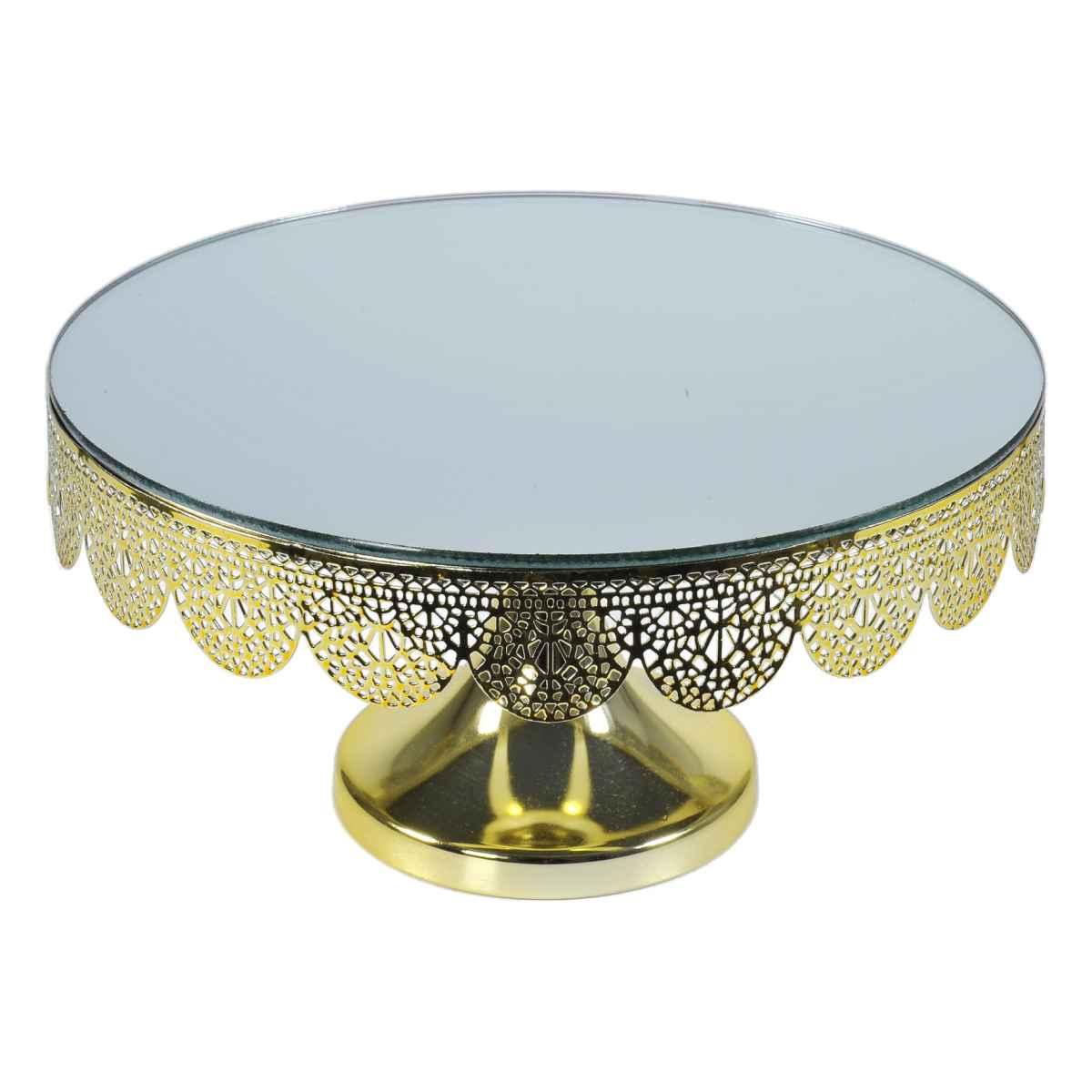 Centrotavola alzata metallo oro specchio