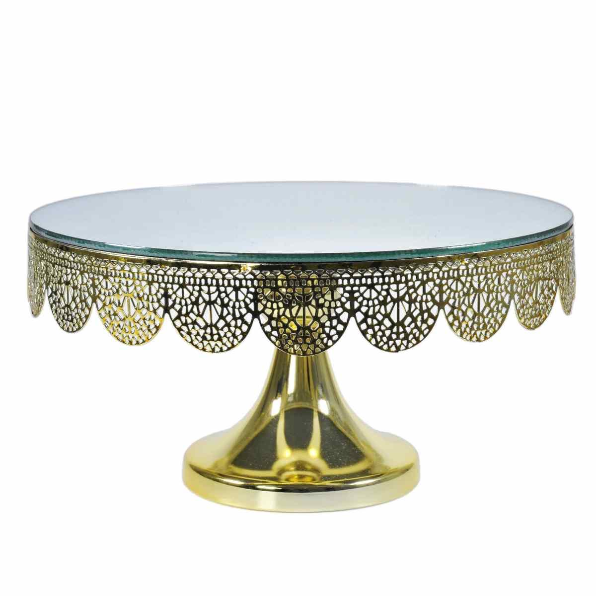 Centrotavola alzata metallo oro specchio