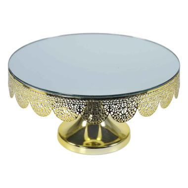 Centrotavola alzata metallo oro specchio