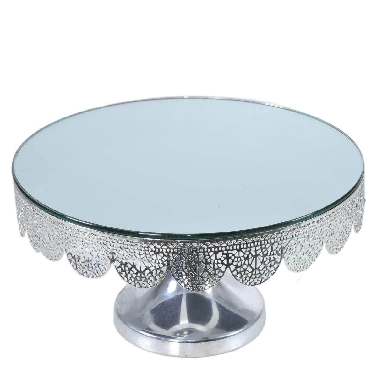 Centrotavola alzata metallo argento specchio