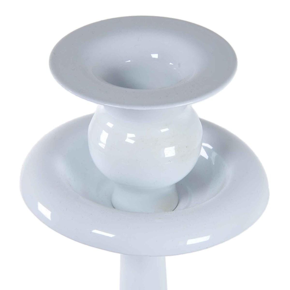 Candeliere 1 posto candela metallo bianco Ø 10 cm