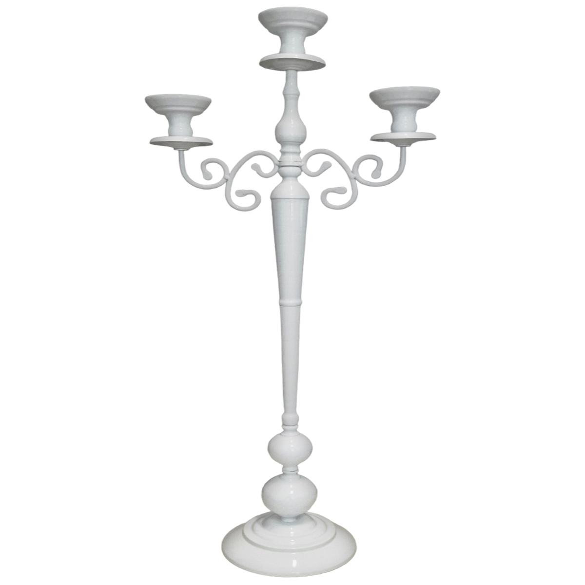 Candelabro 3 posti candela metallo bianco
