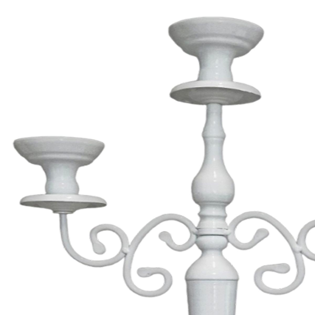 Candelabro 3 posti candela metallo bianco