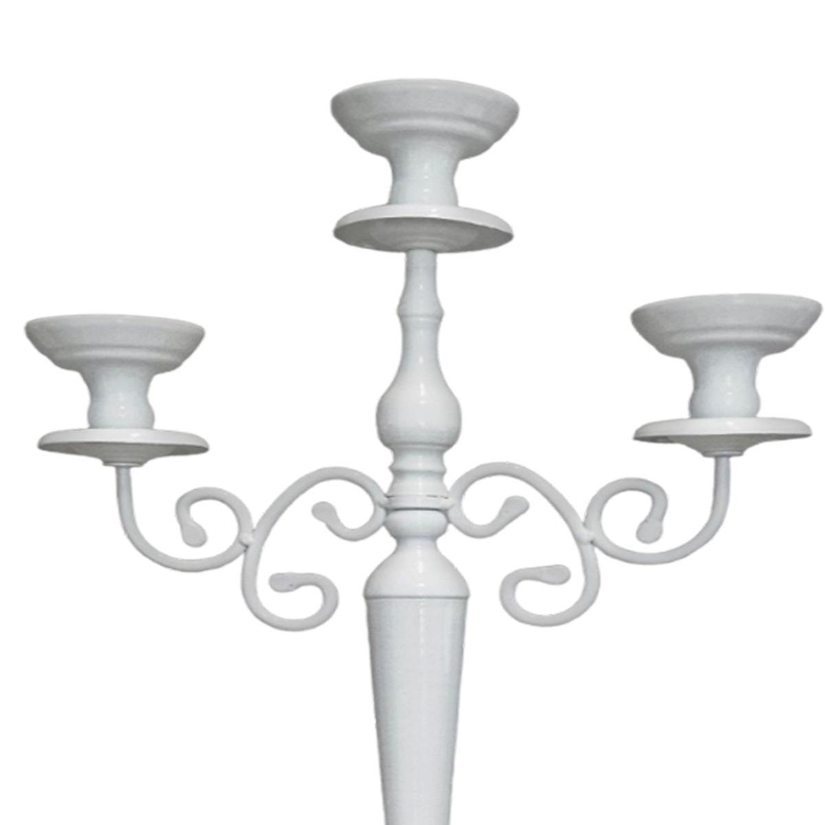 Candelabro 3 posti candela metallo bianco