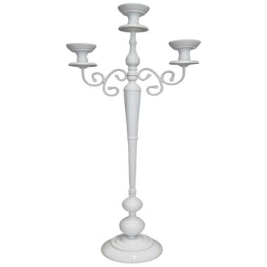 Candelabro 3 posti candela metallo bianco