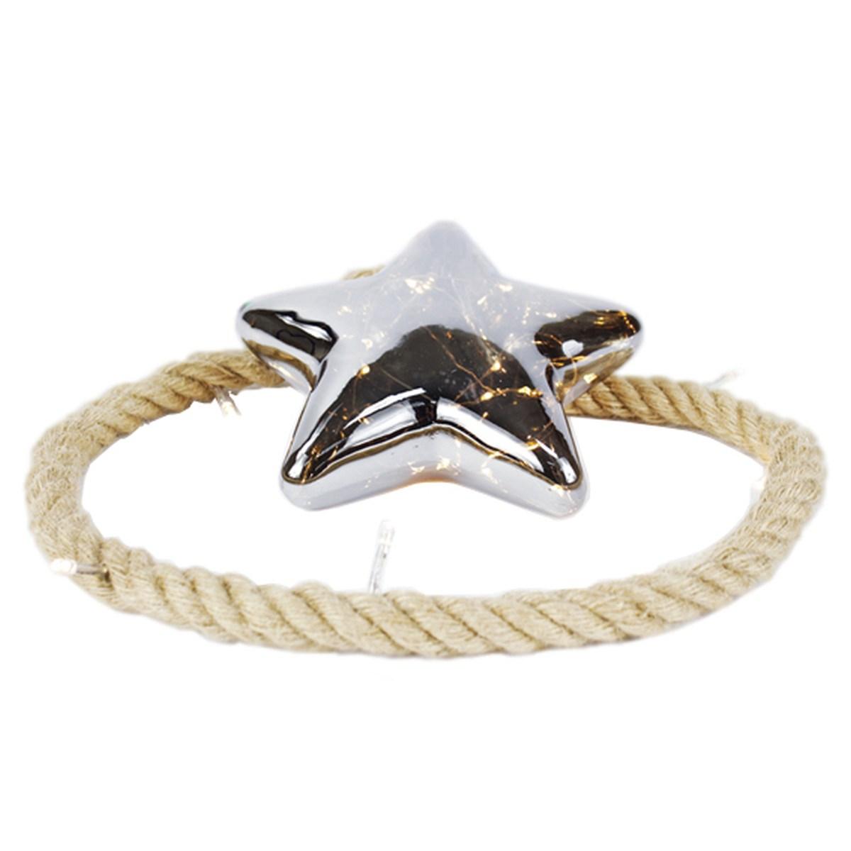 Decorazione natalizia stella corda luce led 10 cm