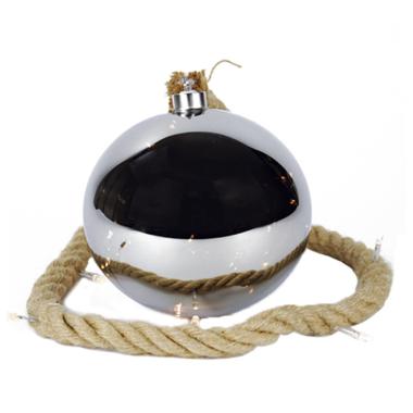 Decorazione natalizia sfera corda luce led 150 cm ø 12 cm