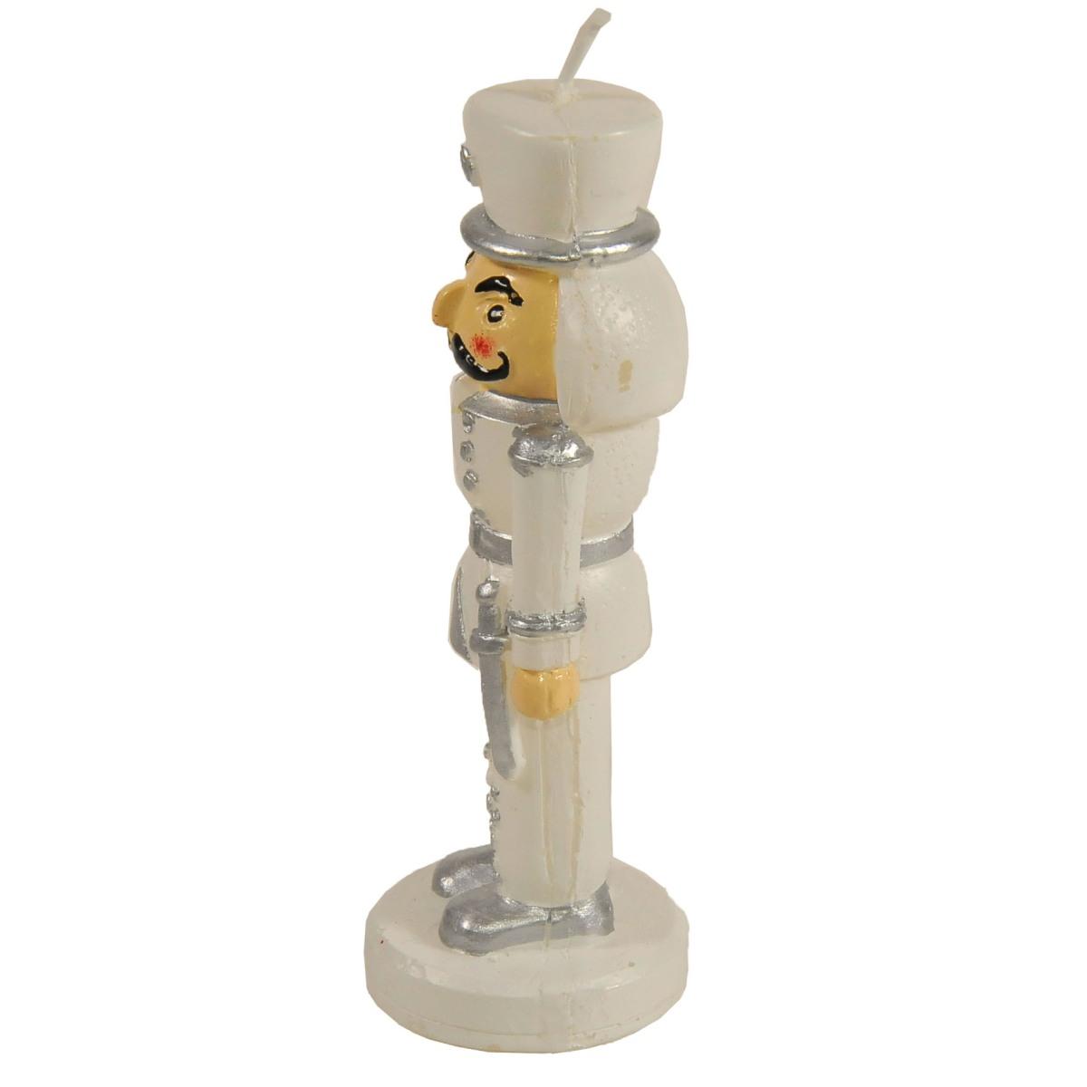 Candela schiaccianoci bianco argento 12 cm